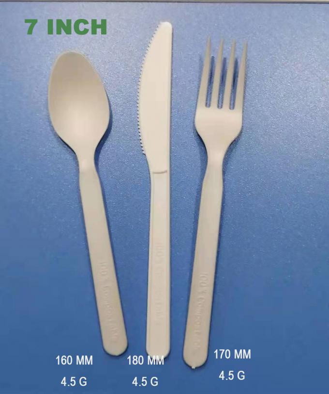 FDA 6 inch 6.5 inch 7 inch Biodegradable Cutlery Set CPLA
