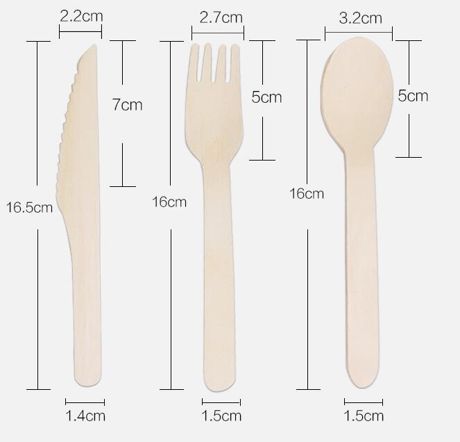 Tough Good Disposable 16cm Wood Knife And Fork And Spoon Cutlery Sets