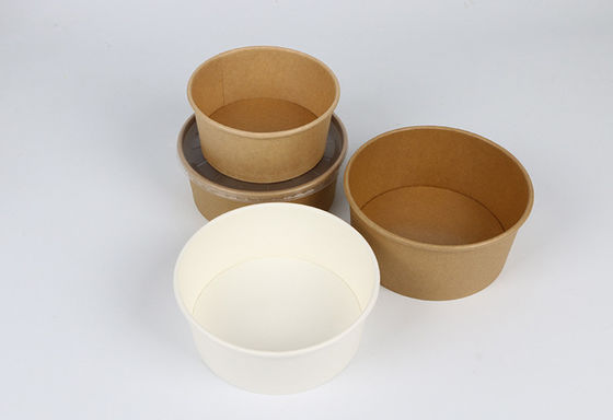 750ml Kraft Single Wall compostable large paper bowls  with lid