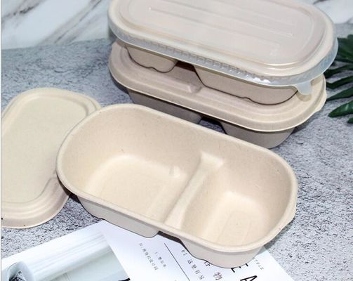 1000ml Single And Double Grid Disposable Wheat Straw Paddle Degradable Lunch Box