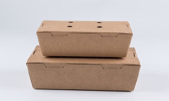 Rectangular Disposable Kraft Paper Lunch Box ， 1450ml popcorn chicken boxx