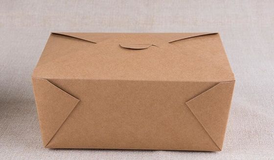 PE Film Coated Kraft Paper Lunch Box , 1100ml Oil Proof Disposable Packing Box