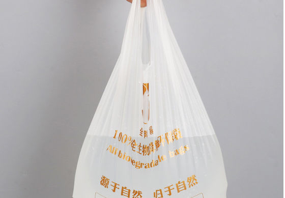 Vest Disposable Degradable Plastic Bag , 14x50cm Printing Shopping Food Bag
