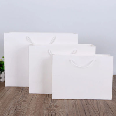White Kraft Paper 100gsm Clothing Shopping Tote Bag Custom Logo
