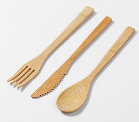 Disposable Bamboo Knife Fork Spoon Cutlery Sets For Western Steak Exporting