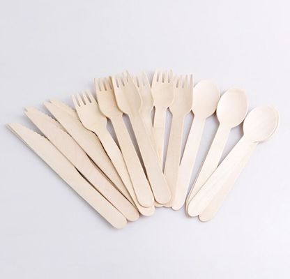 Tough Good Disposable 16cm Wood Knife And Fork And Spoon Cutlery Sets