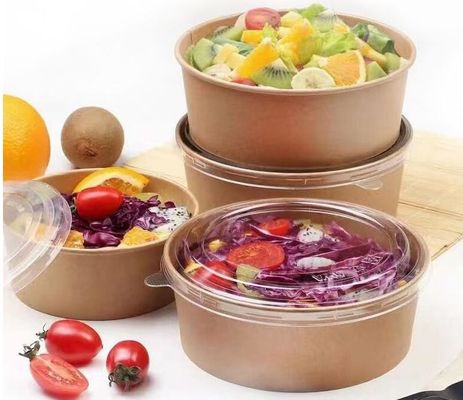 1100ml 165*144*65cm Brown Kraft Paper Disposable Lunch Box For Salad Food Container