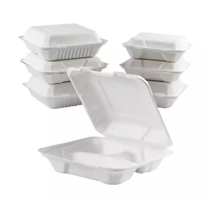 Biodegradable Sugarcane Rectangle Disposable Lunch Box For Take Away Food Containers