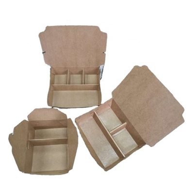 Take Away Disposable Kraft Paper Plastic 3 Compartment Lunch Box Customize
