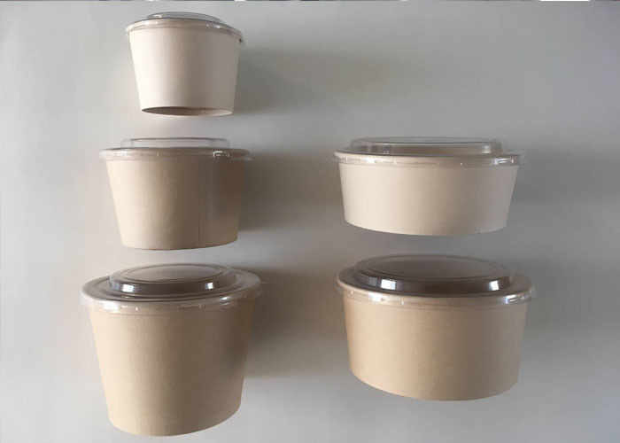 600ml Biodegradable PLA Coating Disposable Paper Soup Bowls Bucket