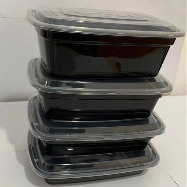 Black 1000ml Microwavable Disposable PP Plastic Food Container