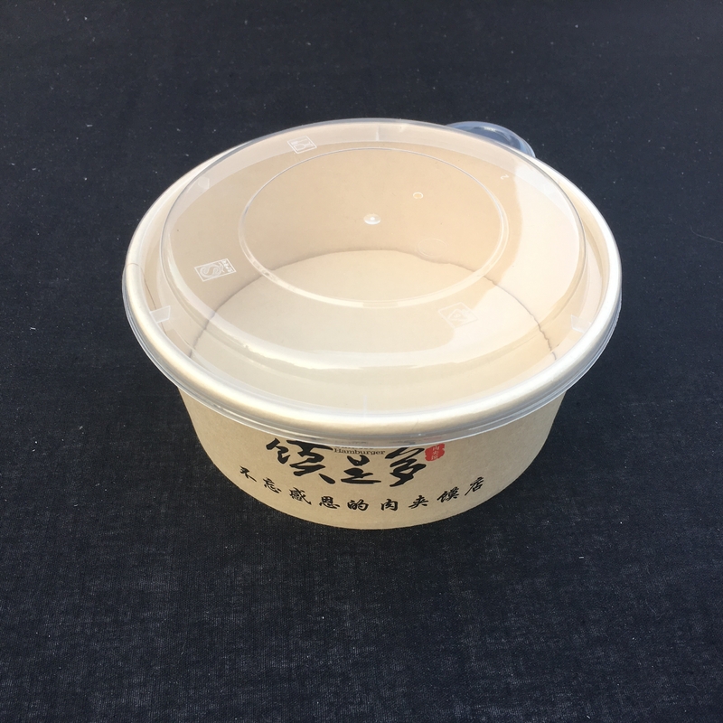 Degradable Disposable 37oz Kraft Salad Bowl With Lid Food Container