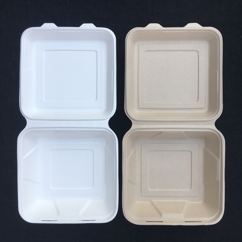 Compostable 8 Inch Disposable Lunch Box Sugarcane Takeaway 2 3 4 5 Compartment