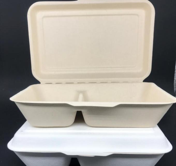 Natural Color Conjoined 1000ml Disposable Lunch Box 2 Compartment ...