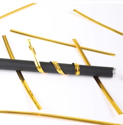 8cm Metallic Spool Golden Twist Tie for Bread and Gift Twist Ties for Bakery Packing
