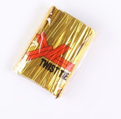 8cm Metallic Spool Golden Twist Tie for Bread and Gift Twist Ties for Bakery Packing