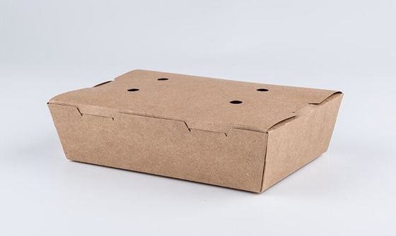 Rectangular Disposable Kraft Paper Lunch Box ， 1450ml popcorn chicken boxx