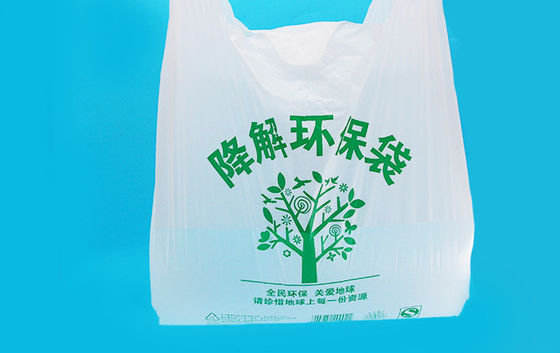 Stretch Resistant Supermarket Biodegradable Disposable Bags , Vest White Garbage Bags