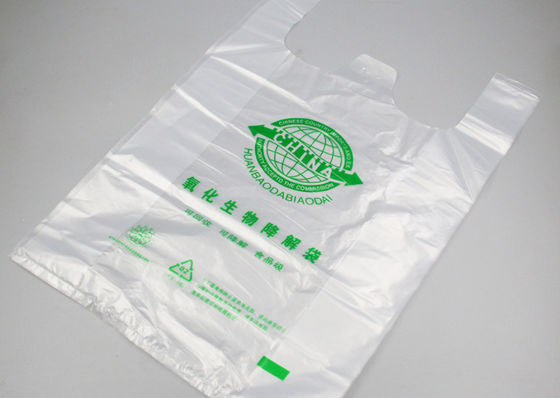 EN13432 18x58cm Durable Biodegradable Disposable Plastic T-Shirt Shopping Bag