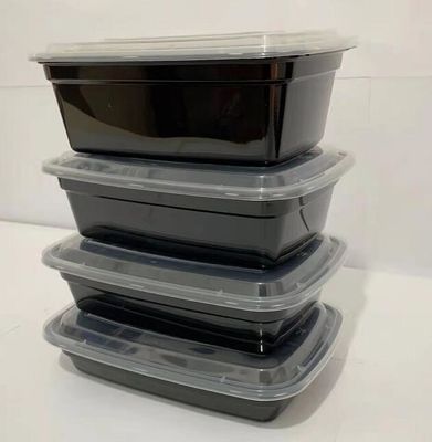 Black 1000ml Microwavable Disposable PP Plastic Food Container