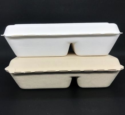 Eco Biodegradable 1000ml 2 Compartment Lunch Box Surgance Pulp Tableware Food Container
