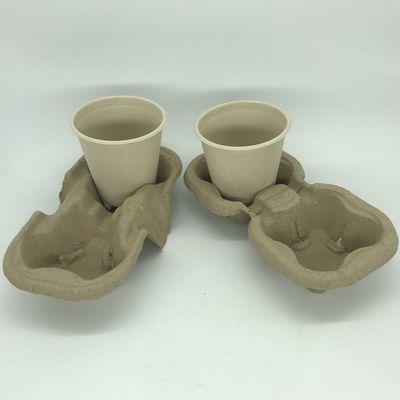 Coffee Cup Tray Biodegradable Pulp 2&amp;4 Paper Cup Carriers For Take Away Shipping