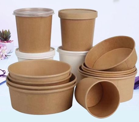 Customized 1300ml Kraft Paper Bowl Take Away Food Container