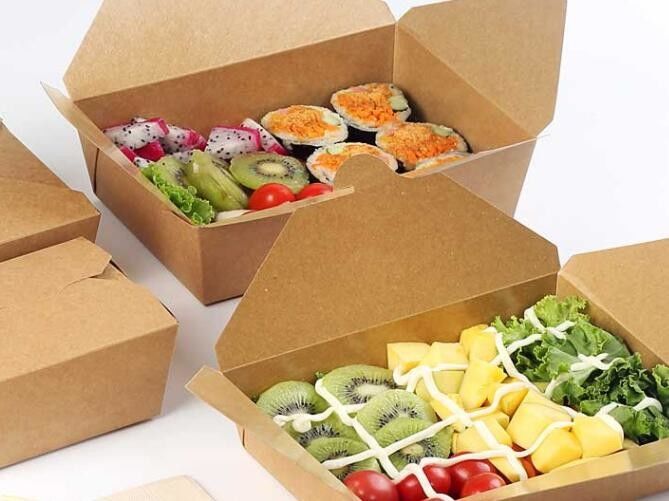 18PE Bento Salad Lunch Box , One-Time Kraft Paper Packaging Box